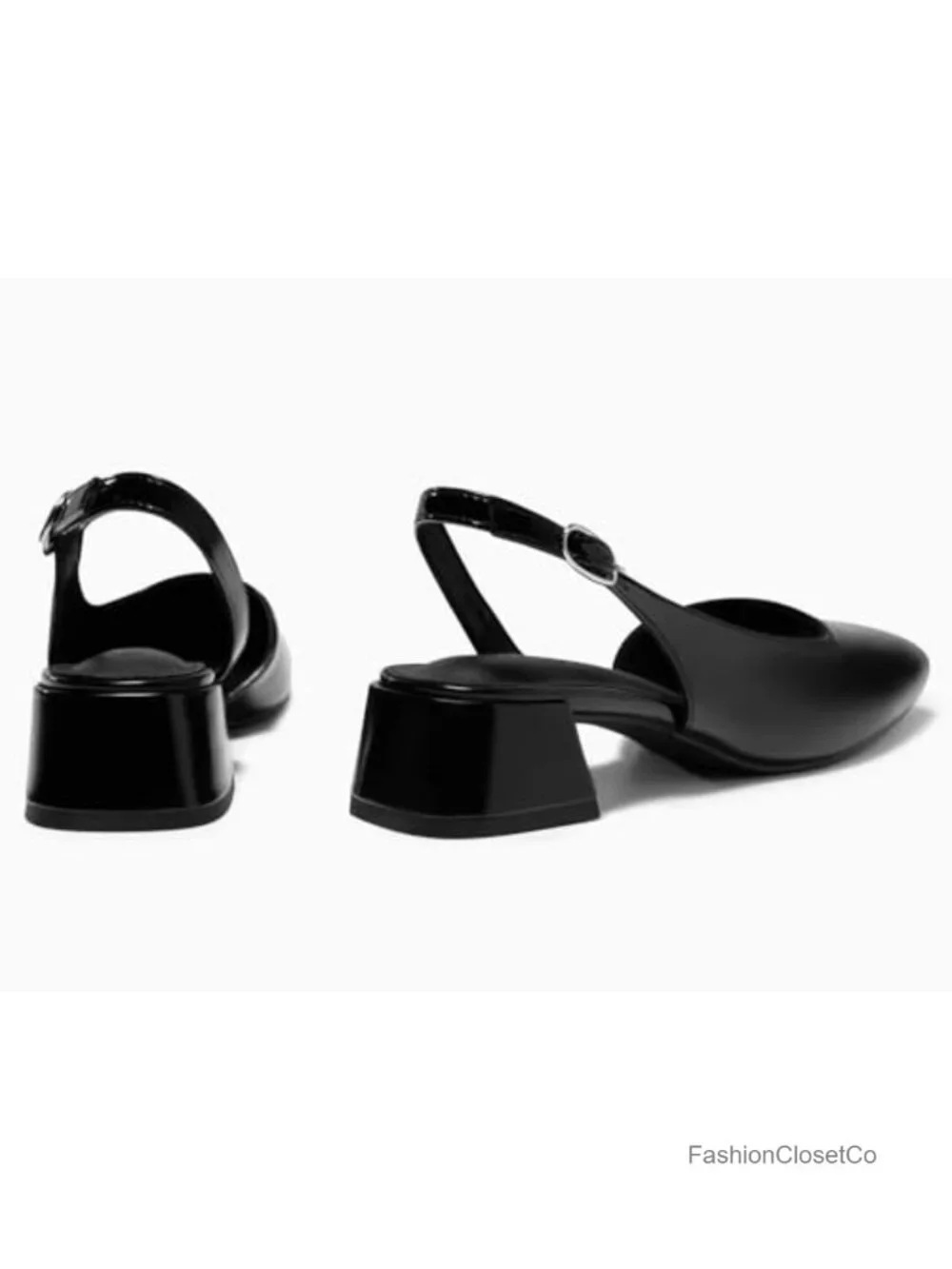 Women's Chunky Low Heel Slingback Pumps Square Toe D'Orsay Work Office Dress